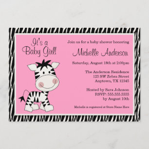 Invitations roses mignonnes de baby shower de