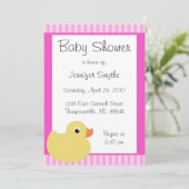 Invitations roses mignonnes douces de baby shower (Debout devant)
