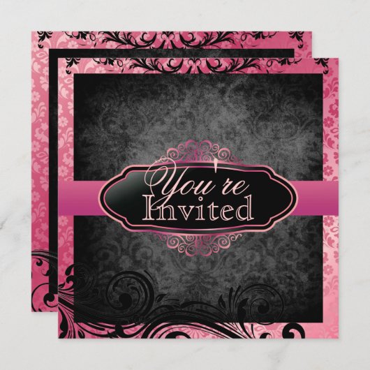 Invitations roses vintages succulentes (Devant / Derrière)