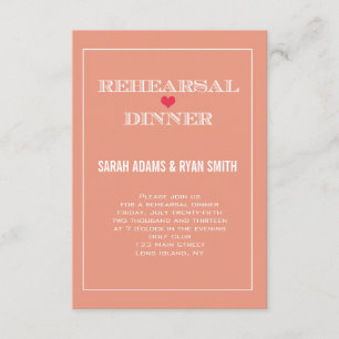 Invitations rouges de dîner de répétition de