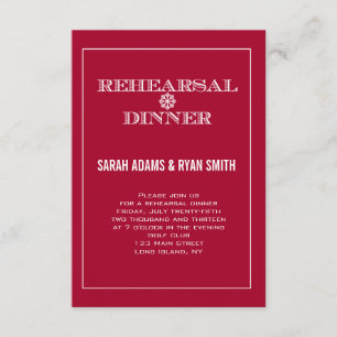 Invitations rouges de dîner de répétition de