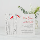Invitations rouges de Fête de la mariée d'oiseaux (Debout devant)