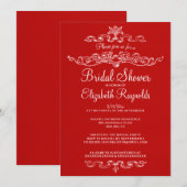 Invitations rouges de luxe de Fête de la mariée (Devant / Derrière)