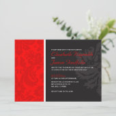 Invitations rouges de mariage damassé (Debout devant)