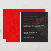 Invitations rouges de mariage damassé (Devant / Derrière)