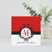 Invitations rouges de mariage damassé de (Debout devant)