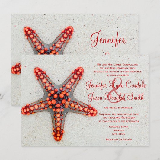 Invitations rouges de mariage de destination de (Devant / Derrière)
