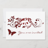 Invitations rouges de mariage de papillon (Devant)