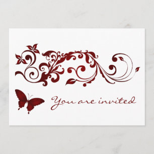 Invitations rouges de mariage de papillon