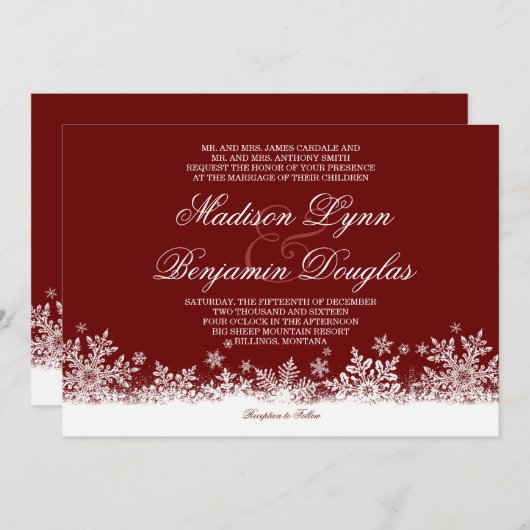 Invitations rouges de mariage de vacances de (Devant / Derrière)