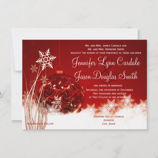 Invitations rouges de mariage de vacances de Noël (Devant)