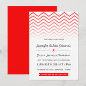 Invitations rouges de mariage d'Ombre Chevron (Devant / Derrière)