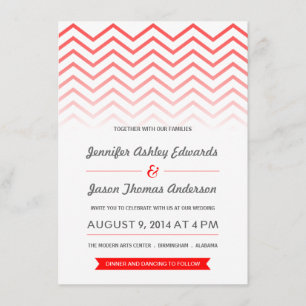 Invitations rouges de mariage d'Ombre Chevron
