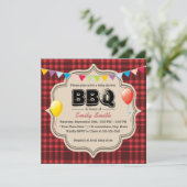 Invitations rouges de partie de BBQ de baby shower (Debout devant)