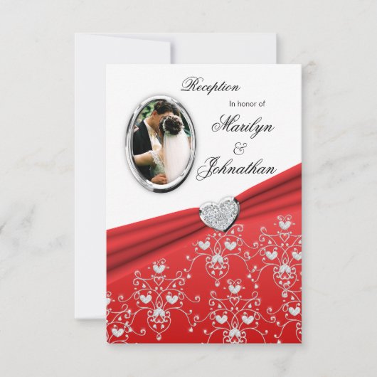 Invitations rouges de réception de damassé de (Devant)