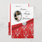 Invitations rouges de réception de damassé de (Devant / Derrière)