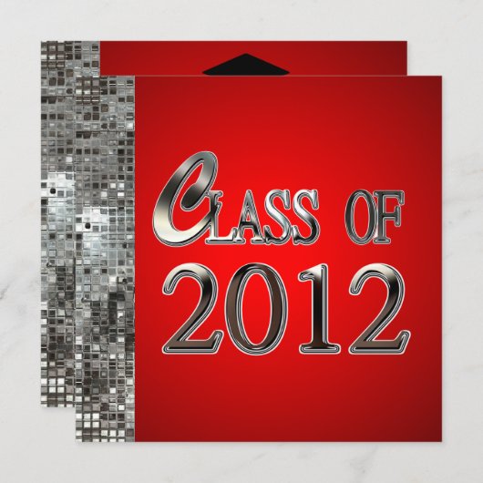 Invitations rouges et argentées d'obtention du (Devant / Derrière)