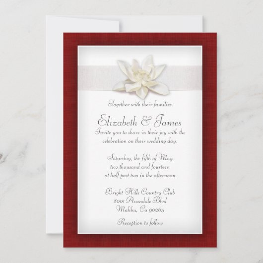 Invitations rouges et blanches de mariage (Devant)