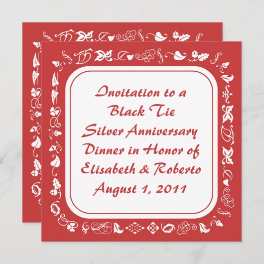 Invitations rouges et blanches de pays démodé (Devant / Derrière)