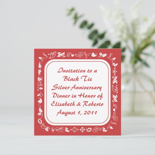 Invitations rouges et blanches de pays démodé (Debout devant)