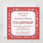 Invitations rouges et blanches de pays démodé (Dos)