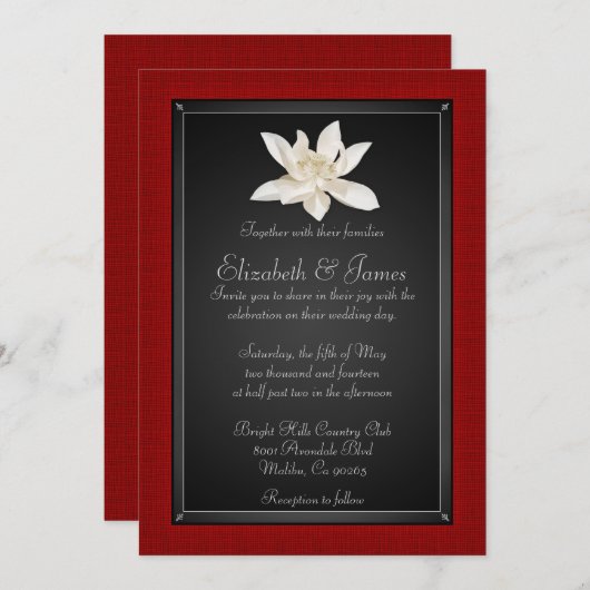 Invitations rouges et noires de mariage (Devant / Derrière)