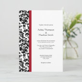 Invitations rouges et noires de mariage damassé (Debout devant)