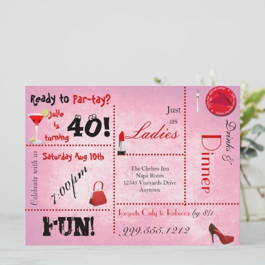 Invitations rouges et roses faits sur commande de (Debout devant)