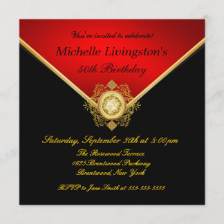 Invitations rouges noires d'anniversaire de fausse