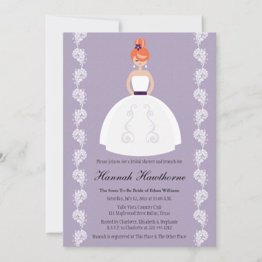 Invitations rousses de Fête de la mariée de lilas (Devant)