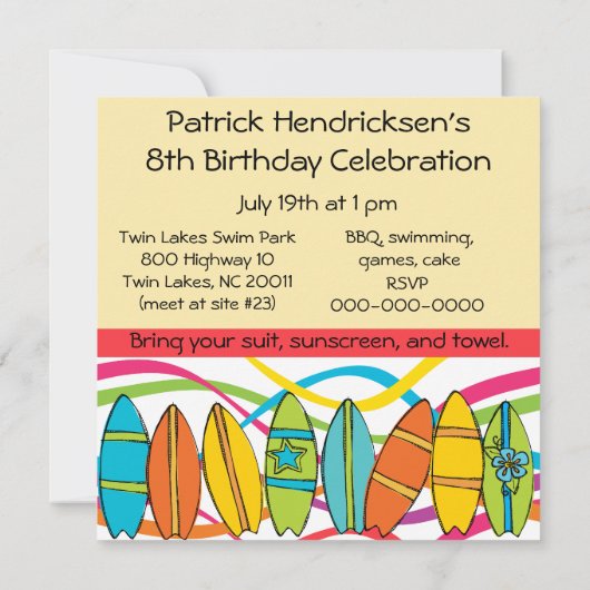 Invitations roux faits sur commande d'anniversaire (Dos)