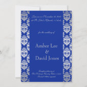 Invitations Royal Blue et Silver Mariage damassé (Dos)