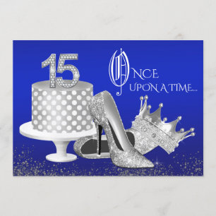 Invitations Royal Blue et Silver Quinceanera