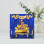 Invitations Royal Blue Gold Baby Shower (Debout devant)