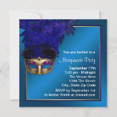 Invitations Royal Blue Gold Masquerade Party (Dos)