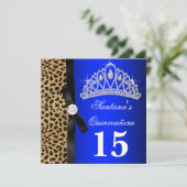 Invitations Royal Blue Leopard Quinceanera (Debout devant)