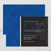 Invitations Royal Blue Mariage damassé (Devant / Derrière)