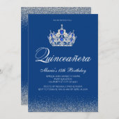 Invitations Royal Blue Quinceanera (Devant / Derrière)