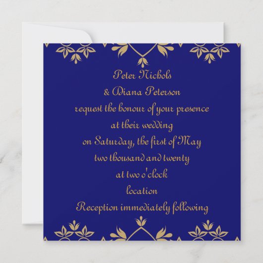 Invitations Royales de mariage (Dos)