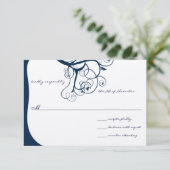 Invitations RSVP de mariage de l'arbre de marine (Debout devant)