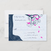 Invitations RSVP de mariage de l'arbre de marine (Devant)