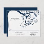 Invitations RSVP de mariage de l'arbre de marine (Devant / Derrière)
