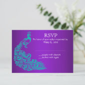 Invitations RSVP de Peacock violet et Turquoise (Debout devant)