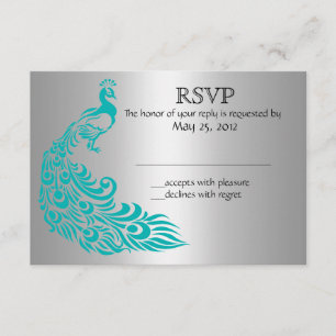 Invitations RSVP Silver et Peacock Turquoise