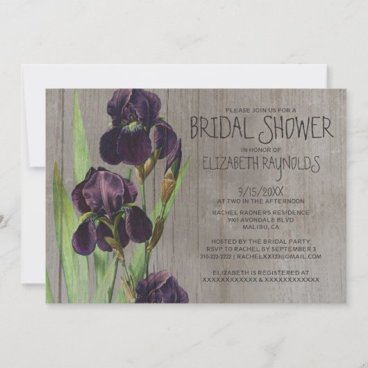 Invitations Russes De Douche Mariale Iris (Devant)