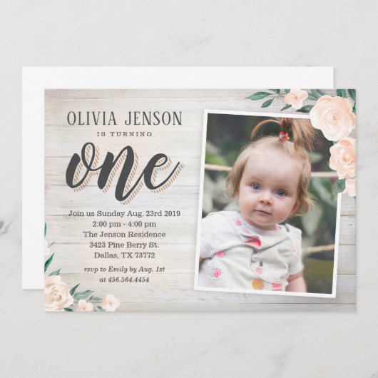 Invitations russes pour le premier anniversaire (Devant / Derrière)