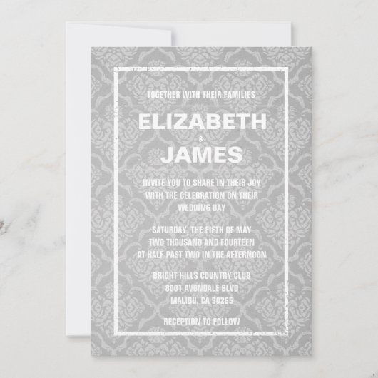 Invitations russes Vintages à Mariage damassé (Devant)