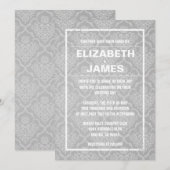 Invitations russes Vintages à Mariage damassé (Devant / Derrière)