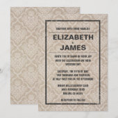 Invitations russes Vintages Mariage damassé (Devant / Derrière)