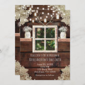 Invitations Rustic Barn Window Tree & Mason Jar (Devant / Derrière)